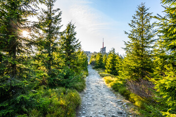 TV transmitter tower at the top of Lysa Mountain - obrazy, fototapety, plakaty