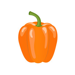 Orange paprika pepper, flat style vector illustration isolated on white background
