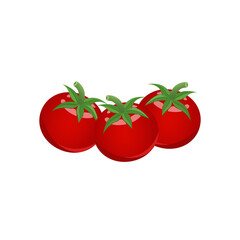 Red cherry tomatoes, flat style vector illustration isolated on white background