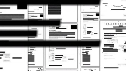 Black marker redacted document. Animation of erasing text of secret classified file using a black marker to censor. Illegal or secret activity information on paper documents being blacked redacted - Powered by Adobe