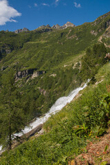 View of Toce waterfalls in Italian alps