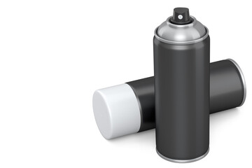 Cans of spray paint isolated on white background. Spray bottle and dispenser