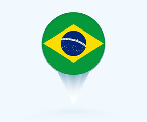 Fototapeta premium Map pointer with flag of Brazil.