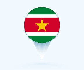 Map pointer with flag of Suriname.