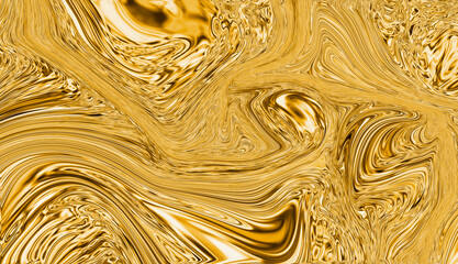 Precious metal flow image. Marble abstract background digital illustration. Liquid gold surface artwork. 3d illustration