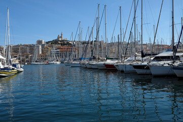 Various ships in the Vieux Port - the port of Marseille, France