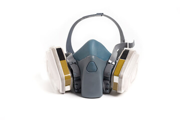 a respirator.on the sides there are protective carbon filters. protective mask. on a white background.