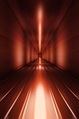 mysterious long tunnel with motion blur effect and laser beam or optical fiber concept