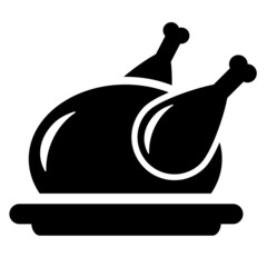 Grilled roasted chicken, bbq vector icon