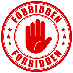 Forbidden circular sign, stop hand gesture