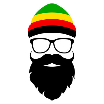Hipster face with rasta hat
