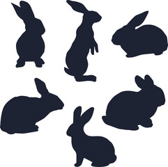 Collection of rabbit silhouettes set