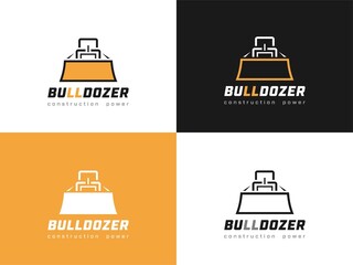 Logo for construction company, rental equipment company with bulldozer symbol. Vector  © Ekaterina Konyakhina