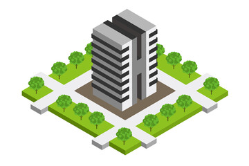 楽しい街並みと暮らしの風景。人々が明るく暮らせる建物と街づくり。アルファベットで可愛いビル。