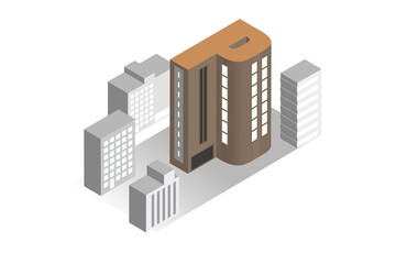 楽しい街並みと暮らしの風景。人々が明るく暮らせる建物と街づくり。アルファベットの可愛いビル。