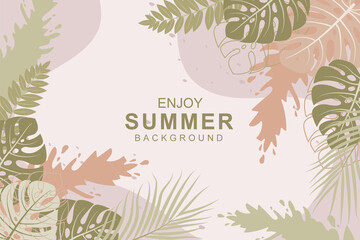 Beautiful hand drawn tropical summer background