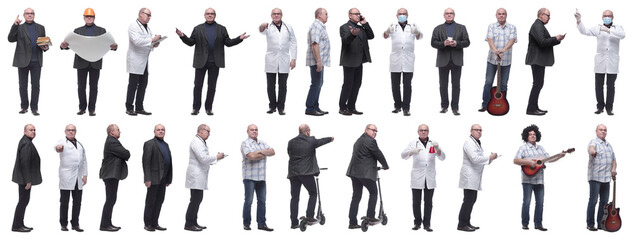 collage of a man in full growth displaying many professions and position