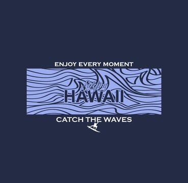 Hawaii surf, California republic and Miami t-shirt and apparel vector designs, typography, prints, labels, posters. Global swatches.