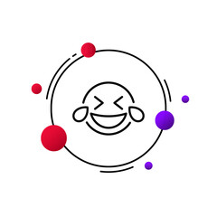 Tearful laughter emoticon line icon. Happiness, joy, laugh, round face. Feeling, emoji. Good mood concept. Vector line icon for Business and Advertising