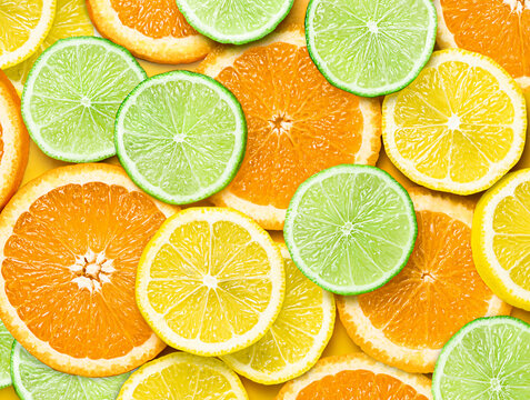background of sliced orange lemon and lime slices