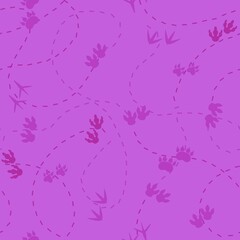 Animals footprints seamless dinosaur pattern for textiles and packaging and linens and gifts and wrapping paper and kids