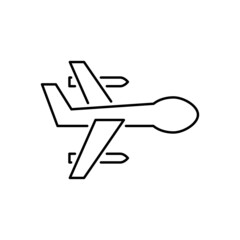 Military drone line vector icon. Editable stroke