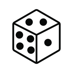 Dice cube icon, casino game color editable