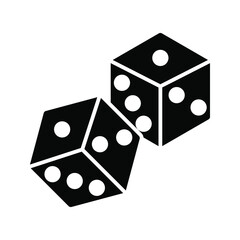 Dice cube icon, casino game color editable