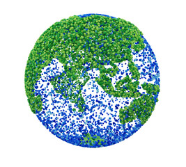 Abstract globe earth round dots, 3d render