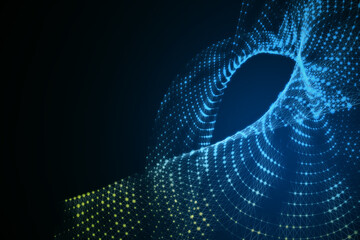 Abstract glowing digital wave background with mock up place. 3D Rendering.