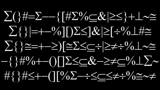 Mathematics symbols gird moving fast animation