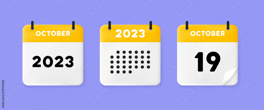 Wall mural Calendar set icon. Calendar on a blue background with nineteen october, 2023, 19 number text. Reminder. Date management concept. Vector line icon for Business and Advertising