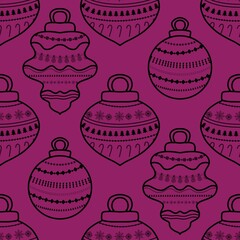 New year seamless Christmas tree balls pattern for fabrics and packaging and gifts and linens and kids