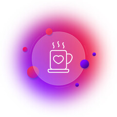 Cup with heart line icon. Beverage, emotions, like, love, tea, coffee, cafe. Favourite drink concept. Glassmorphism style. Vector line icon for Business and Advertising