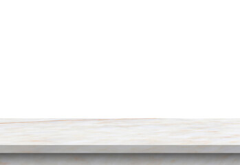 white marble stone table top isolated on white background for product display