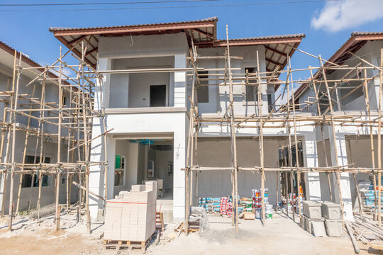 construction residential new house in progress at building site housing estate development