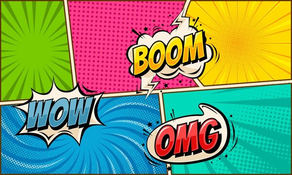 Comic cartoon colorful background with speech bubble expression