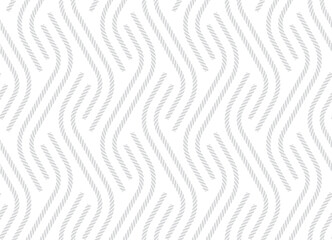 Vector seamless geometric diagonal fabric waves seamless texture with rope. Isolated on white background.