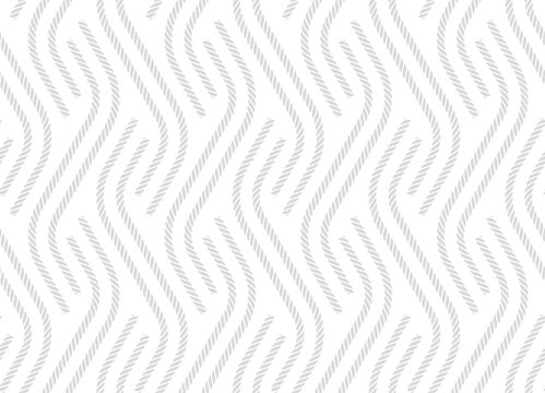 Vector seamless geometric diagonal fabric waves seamless texture with rope. Isolated on white background.
