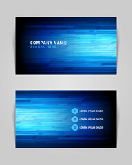 Business card with stripes in industrial style vector template. Blue smooth finish with creative vibrant gradient. Minimalistic brochure with techno modern cover and futuristic tracery.
