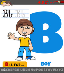 letter B from alphabet with cartoon boy character