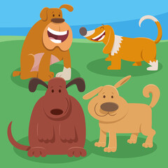 cute cartoon dogs animal characters group