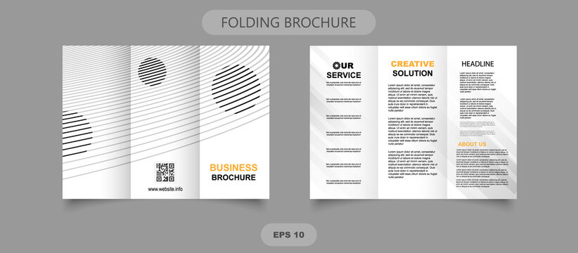 Tri Fold brochure with monochrome lines. Vector graphics