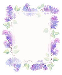 Lilac frame. Watercolor illustration. Hand-painted