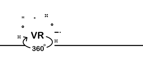 VR 360 degrees line icon. Modern, new, watch, play game, gamer, view angle, metaverse. Virtual reality concept. One line style. Vector line icon for Business and Advertising