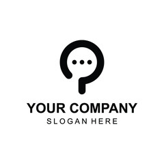 Modern simple abstract letter P communication logo