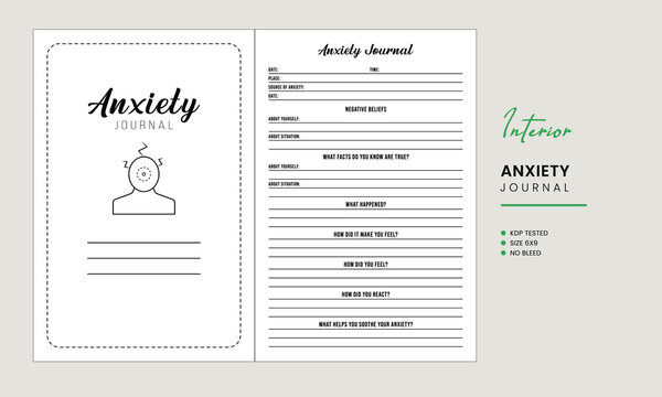 Anxiety Journal Logbook kdp Interior Template