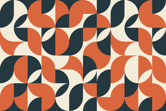 Vintage groovy geometric pattern in a funk style. Abstract retro random geo shapes composition background