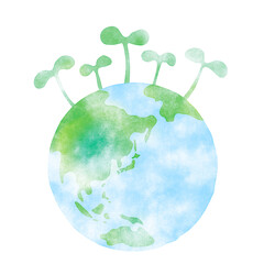 地球と双葉、環境保護のイメージ