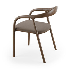 Modern Chair with curved wooden oak frame and comfortable soft cushion, view 3